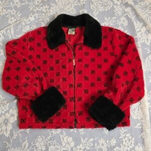 Women's 80's Vintage Red Patterned Jacket